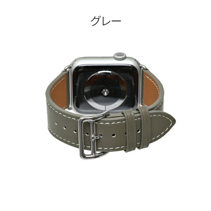 アップルウォッチ Apple watch バンド ベルト 42mm 44mm 45mm 革 本革レザー 男性 ブランド メンズ レディース 女性 人気｜りんご堂-グレー