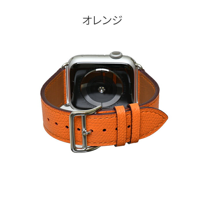 アップルウォッチ Apple watch バンド ベルト 42mm 44mm 45mm 革 本革レザー 男性 ブランド メンズ レディース 女性 人気｜りんご堂-オレンジ