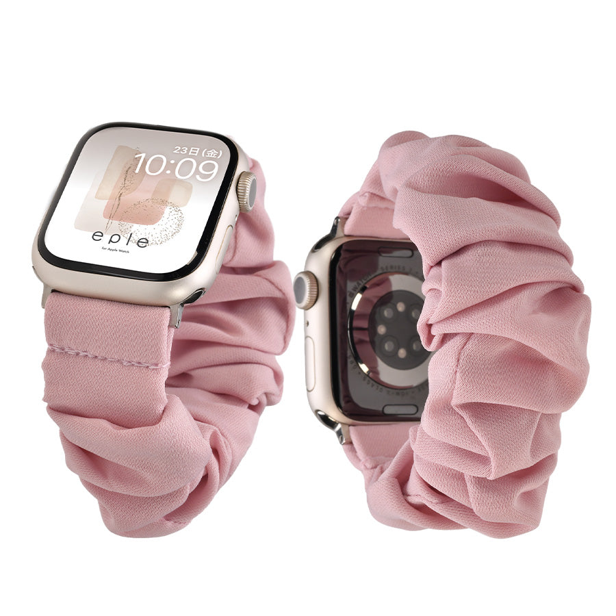 アップルウォッチ バンド シュシュ バンド 可愛い 布 ゴム 金属アレルギー 寝る時 睡眠 着けやすい  花柄 大人かわいい アップルウォッチ 11
(42mm［NEW］/46mm）
アップルウォッチ 10
（42mm［NEW］のみ）
アップルウォッチ ULTRA3
(49mm)
アップルウォッチ ULTRA2
(49mm)
アップルウォッチ ULTRA
(49mm)
アップルウォッチ 9
(41mm/45mm)
アップルウォッチ 8
(41mm/45mm)
アップルウォッチ SE3(第3世代)
(40mm/44mm)
アップルウォッチ SE2(第2世代)
(40mm/44mm)
アップルウォッチ SE 
(40mm/44mm)
アップルウォッチ SE 
(40mm/44mm)
アップルウォッチ 7 
(41mm/45mm)
アップルウォッチ 6 
(40mm/44mm)
アップルウォッチ 5 
(40mm/44mm)｜Apple Watchバンド シュシュバンド りんご堂 薄い ピンク