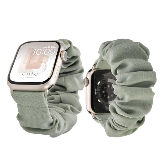アップルウォッチ バンド シュシュ バンド 可愛い 布 ゴム 金属アレルギー 寝る時 睡眠 着けやすい  花柄 大人かわいい アップルウォッチ 11
(42mm［NEW］/46mm）
アップルウォッチ 10
（42mm［NEW］のみ）
アップルウォッチ ULTRA3
(49mm)
アップルウォッチ ULTRA2
(49mm)
アップルウォッチ ULTRA
(49mm)
アップルウォッチ 9
(41mm/45mm)
アップルウォッチ 8
(41mm/45mm)
アップルウォッチ SE3(第3世代)
(40mm/44mm)
アップルウォッチ SE2(第2世代)
(40mm/44mm)
アップルウォッチ SE 
(40mm/44mm)
アップルウォッチ SE 
(40mm/44mm)
アップルウォッチ 7 
(41mm/45mm)
アップルウォッチ 6 
(40mm/44mm)
アップルウォッチ 5 
(40mm/44mm)｜Apple Watchバンド シュシュバンド りんご堂 スモーク グリーン