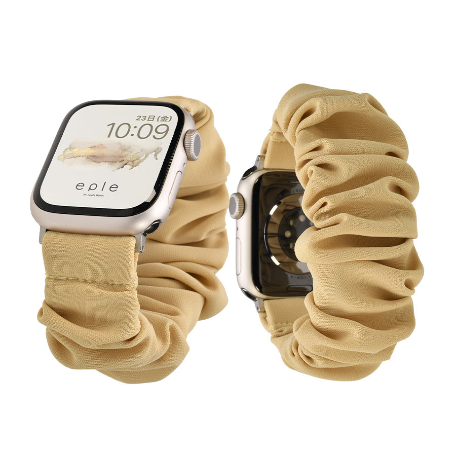 アップルウォッチ バンド シュシュ バンド 可愛い 布 ゴム 金属アレルギー 寝る時 睡眠 着けやすい  花柄 大人かわいい アップルウォッチ 11
(42mm［NEW］/46mm）
アップルウォッチ 10
（42mm［NEW］のみ）
アップルウォッチ ULTRA3
(49mm)
アップルウォッチ ULTRA2
(49mm)
アップルウォッチ ULTRA
(49mm)
アップルウォッチ 9
(41mm/45mm)
アップルウォッチ 8
(41mm/45mm)
アップルウォッチ SE3(第3世代)
(40mm/44mm)
アップルウォッチ SE2(第2世代)
(40mm/44mm)
アップルウォッチ SE 
(40mm/44mm)
アップルウォッチ SE 
(40mm/44mm)
アップルウォッチ 7 
(41mm/45mm)
アップルウォッチ 6 
(40mm/44mm)
アップルウォッチ 5 
(40mm/44mm)｜Apple Watchバンド シュシュバンド りんご堂 イエロー
