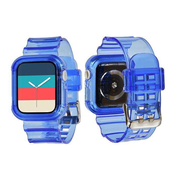 アップルウォッチ バンドクリアベルト透明 applewatchseriesウルトラ 女性 レディース メンズ Lady'sMen's サードパーティー クリアバンドclearband スケルトン 防水 蛍光色 対応機種 49mm 46mm 40mm 41mm 42mm 44mm 45mm  ultra ultra2 ウルトラ 9 8 7 6 SE 5 4 第2世代 りんご堂 クリアバンド ブルー 青