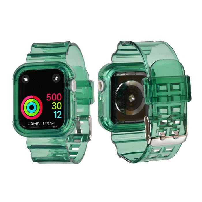 アップルウォッチ バンドクリアベルト透明 applewatchseriesウルトラ 女性 レディース メンズ Lady'sMen's サードパーティー クリアバンドclearband スケルトン 防水 蛍光色 対応機種 49mm 46mm 40mm 41mm 42mm 44mm 45mm  ultra ultra2 ウルトラ 9 8 7 6 SE 5 4 第2世代 りんご堂 クリアバンド 緑 グリーン