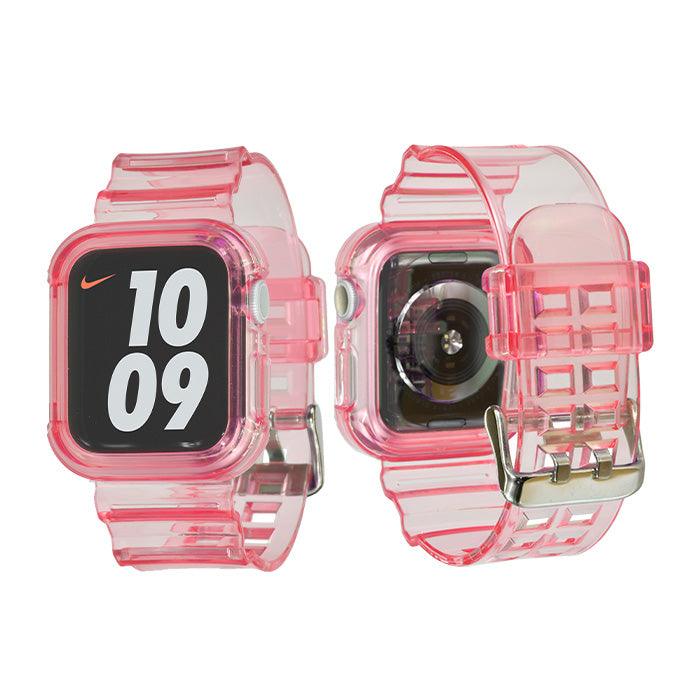 アップルウォッチ バンドクリアベルト透明 applewatchseriesウルトラ 女性 レディース メンズ Lady'sMen's サードパーティー クリアバンドclearband スケルトン 防水 蛍光色 対応機種 49mm 46mm 40mm 41mm 42mm 44mm 45mm  ultra ultra2 ウルトラ 9 8 7 6 SE 5 4 第2世代 りんご堂 クリアバンド ピンク