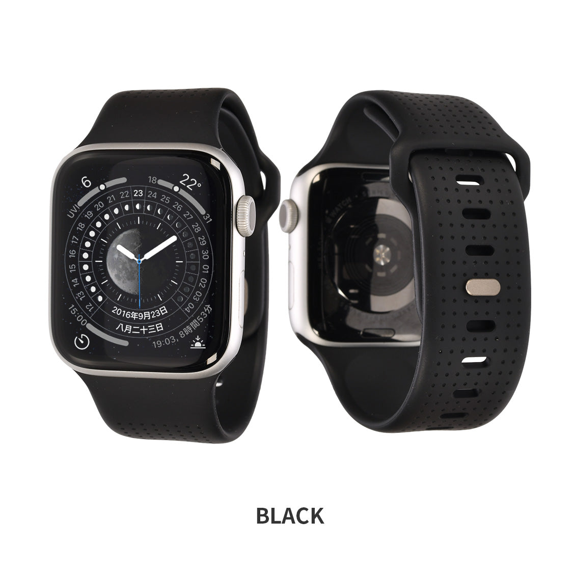 【最高級フッ素ゴム】Apple Watch バンド メンズ  スポーツ シリコン ラバー 蓄光  45mm 44mm （アップルウォッチ ベルト）｜ SOLID FFKMドット