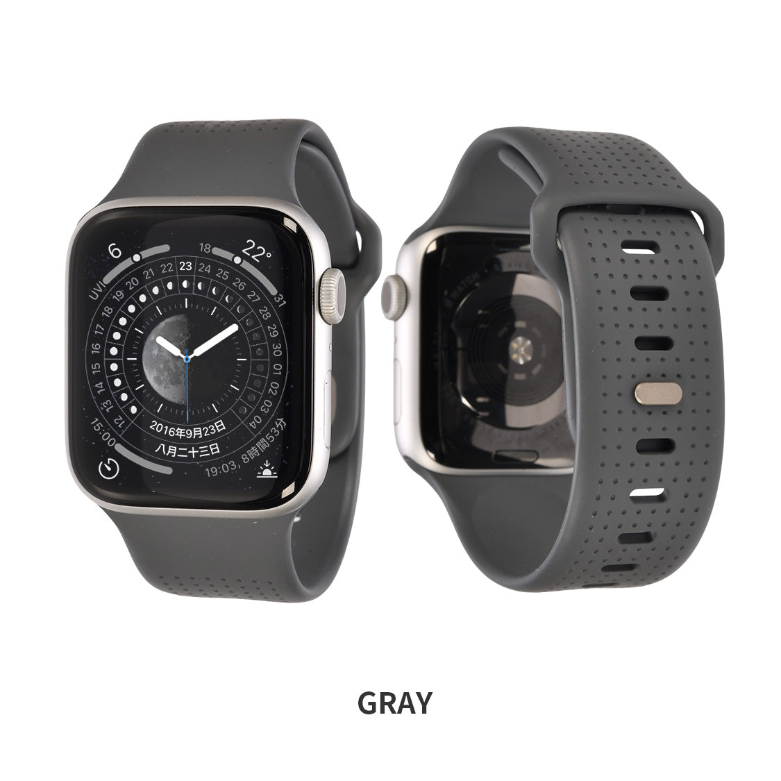【最高級フッ素ゴム】Apple Watch バンド メンズ  スポーツ シリコン ラバー 蓄光  45mm 44mm （アップルウォッチ ベルト）｜ SOLID FFKMドット