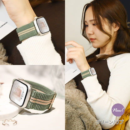 【シリーズ11・SE3対応】蒸れない Apple Watch バンド かわいい ナイロン 素材の アップルウォッチ ベルト フリル 花柄   レディース 金属アレルギー 38mm 40mm 42mm 44mm 45mm 46mm 49mm 10/9/8/7/6/5/4/3  | イージーバンドSweet