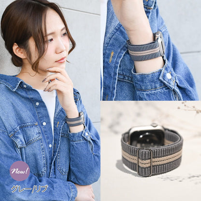 【シリーズ11・SE3対応】蒸れない Apple Watch バンド かわいい ナイロン 素材の アップルウォッチ ベルト フリル 花柄   レディース 金属アレルギー 38mm 40mm 42mm 44mm 45mm 46mm 49mm 10/9/8/7/6/5/4/3  | イージーバンドSweet