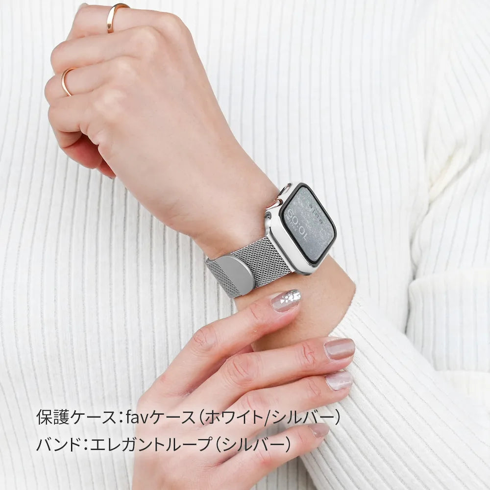 ステンレス メッシュ アップルウォッチ バンド マグネット apple watch ベルト 女性 レディース  40 41 42 44 45 46 49 mm 細め  | エレガントループ