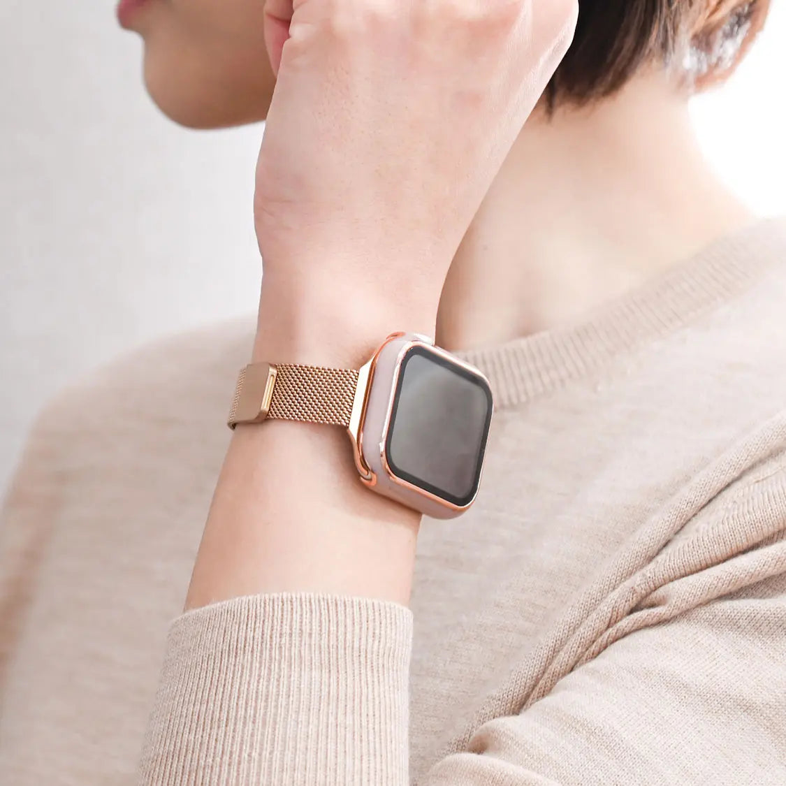 マグネット ステンレス メッシュ アップルウォッチバンド Apple Watch ベルト 女性 人気 おしゃれ  エレガントループ 大人っぽい