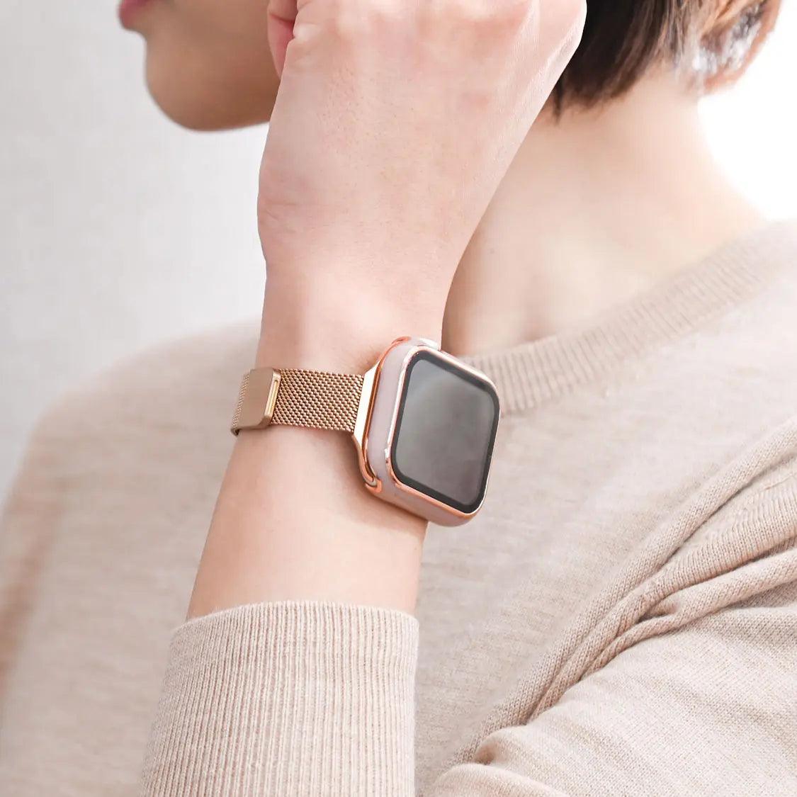 マグネット ステンレス メッシュ アップルウォッチバンド Apple Watch ベルト 女性 人気 おしゃれ  エレガントループ 大人っぽい