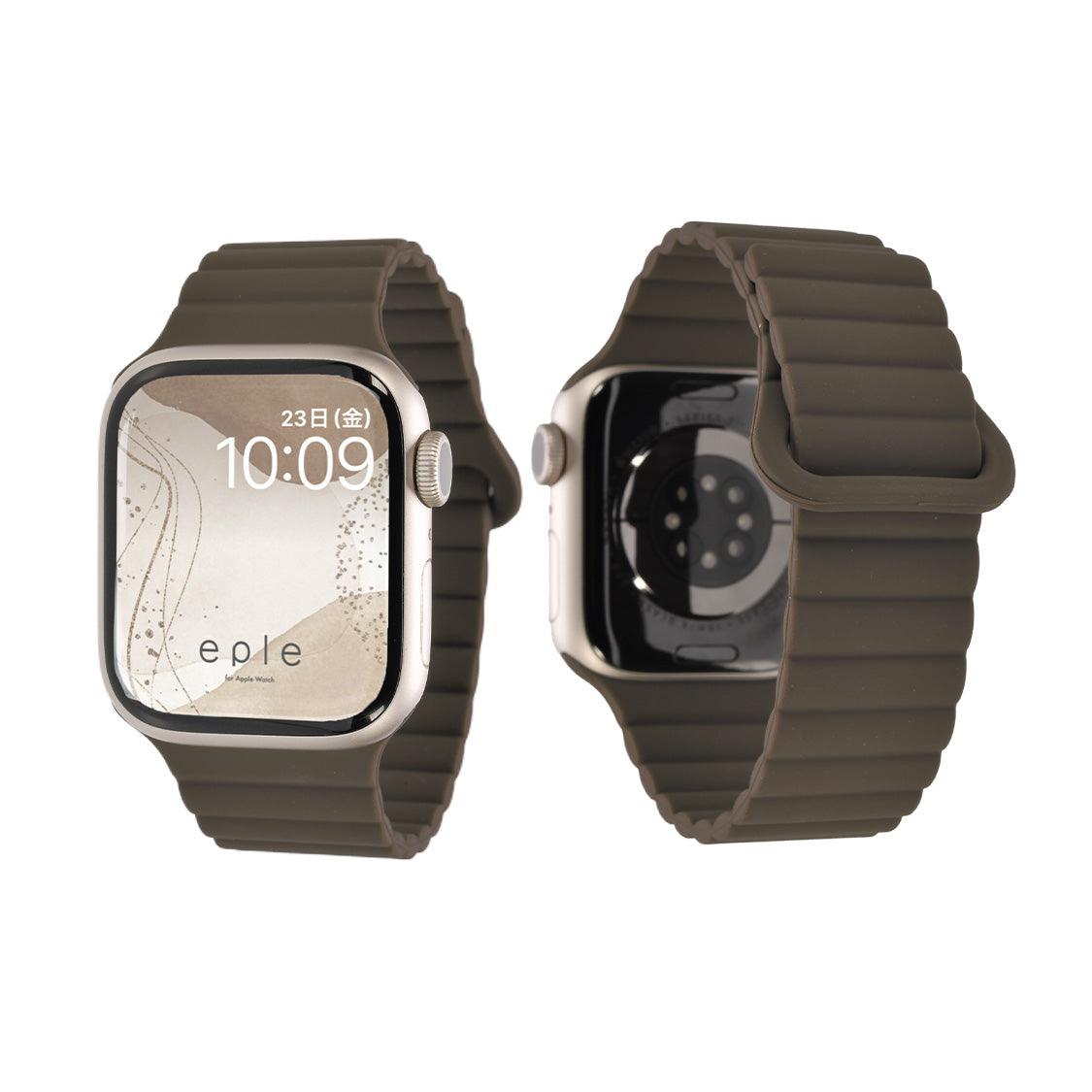 アップルウォッチ バンド かわいい apple watch 44mm ベルト 女性 マグネット 磁石 シリコン 45mm 46mm 40mm 41mm 42mm 49mm ビジネス カジュアル | Apple Watch ベルト くすみ 金属アレルギー 大人かわいい 簡単 防水 りんご堂  ブラウン 茶色