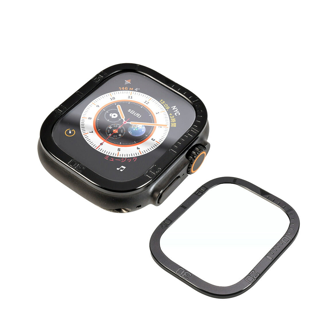 Apple Watch アップルウォッチ 49mm ウルトラ 専用 液晶 画面 保護 フィルム カバー クリア 強化ガラス 貼り付け簡単 | FFU 覗き見防止 チタン シルバー