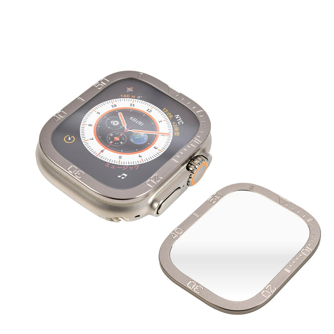 Apple Watch アップルウォッチ 49mm ウルトラ 専用 液晶 画面 保護 フィルム カバー クリア 強化ガラス 貼り付け簡単 | FFU 覗き見防止 シンプル オレンジ