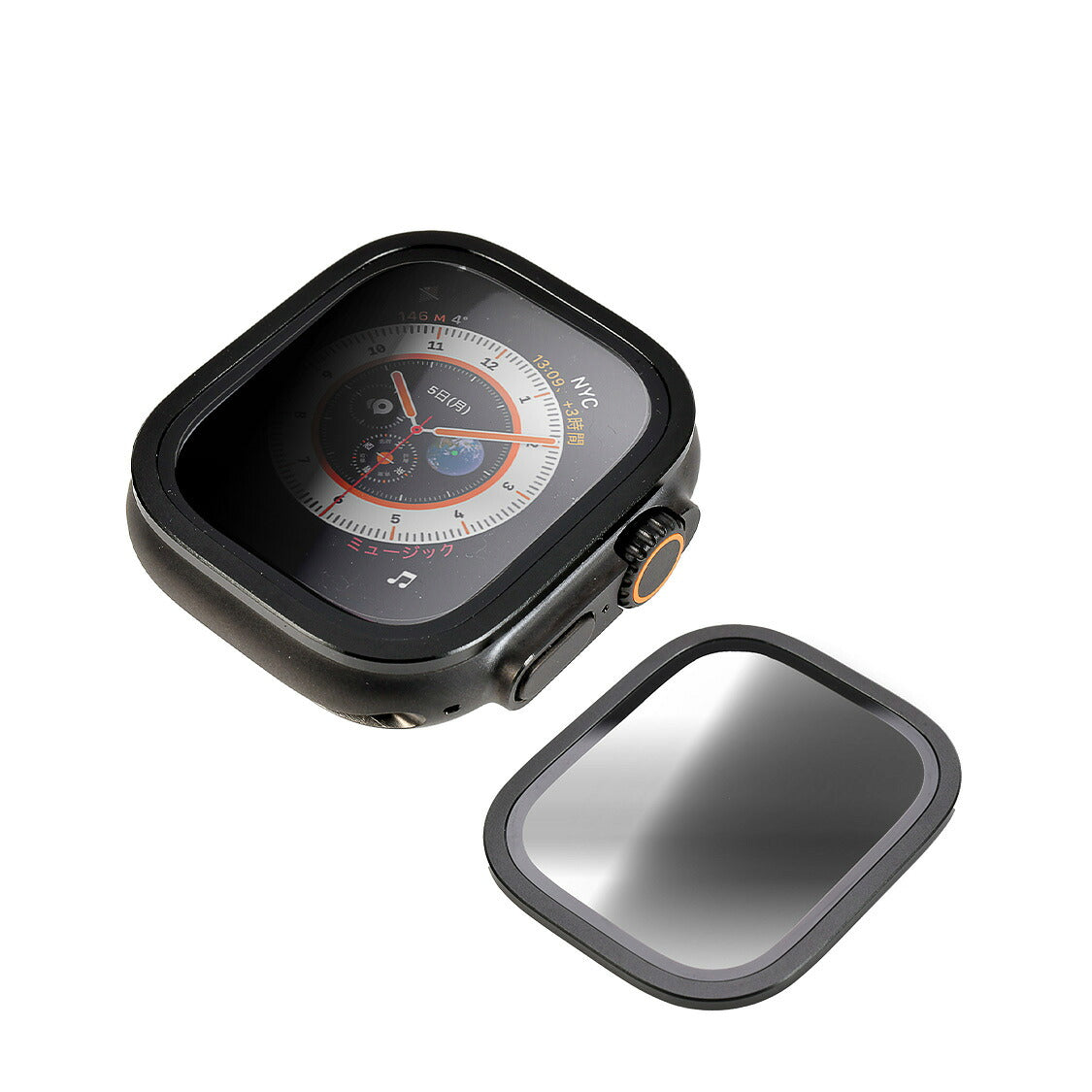 Apple Watch アップルウォッチ 49mm ウルトラ 専用 液晶 画面 保護 フィルム カバー クリア 強化ガラス 貼り付け簡単 | FFU 覗き見防止 オレンジ 覗き見防止
