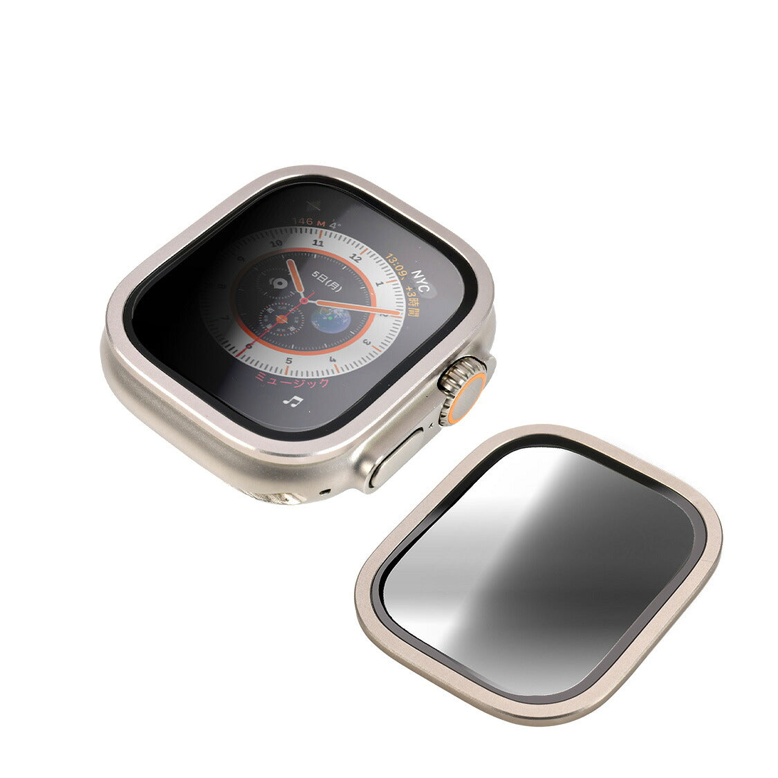 Apple Watch アップルウォッチ 49mm ウルトラ 専用 液晶 画面 保護 フィルム カバー クリア 強化ガラス 貼り付け簡単 | FFU 覗き見防止 シンプル ブラック