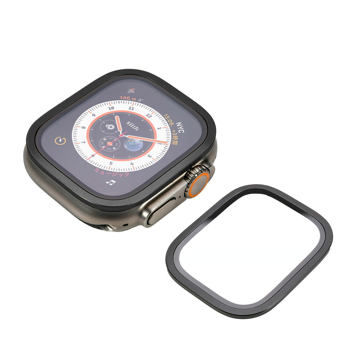 Apple Watch アップルウォッチ 49mm ウルトラ 専用 液晶 画面 保護 フィルム カバー クリア 強化ガラス 貼り付け簡単 | FFU 覗き見防止 ブラック 黒