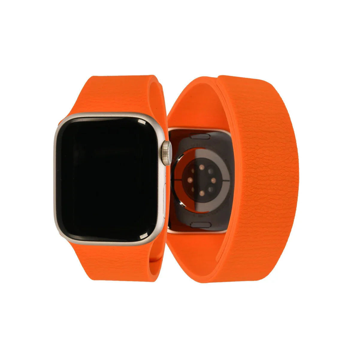 【シリーズ11・SE3・Ultra3対応】アップルウォッチ バンド シリコン メンズ  マグネット シリコンバンド  AppleWatchバンド アップルウォッチベルト ネオンカラー ネオン シリコンベルト ワンタッチ おしゃれ  apple watch series 10 9 ultra2 8 りんご堂 フィットバンド オレンジ