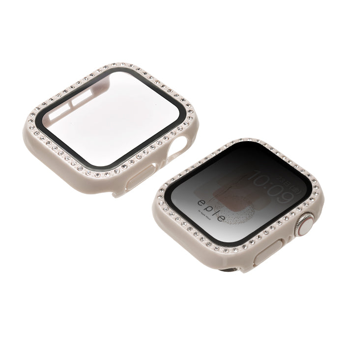 キラキラ ラインストーン アップル ウォッチ カバー series 11 10 9 8 SE2 7 6 se se3 5 4  対応 保護 かわいい ケース  くすみ 高級 カラー 40mm 41mm 42mm 45mm 46mm apple watch Apple Watch シリーズ おしゃれ おすすめ 全面 覗き見 ギャル 送料無料 女性 人気 レディース グリッターカバー りんご堂 新色 白 ホワイト