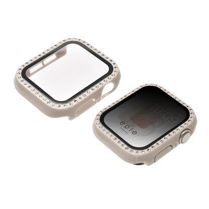 キラキラ ラインストーン アップル ウォッチ カバー series 11 10 9 8 SE2 7 6 se se3 5 4  対応 保護 かわいい ケース  くすみ 高級 カラー 40mm 41mm 42mm 45mm 46mm apple watch Apple Watch シリーズ おしゃれ おすすめ 全面 覗き見 ギャル 送料無料 女性 人気 レディース グリッターカバー りんご堂 新色 白 ホワイト