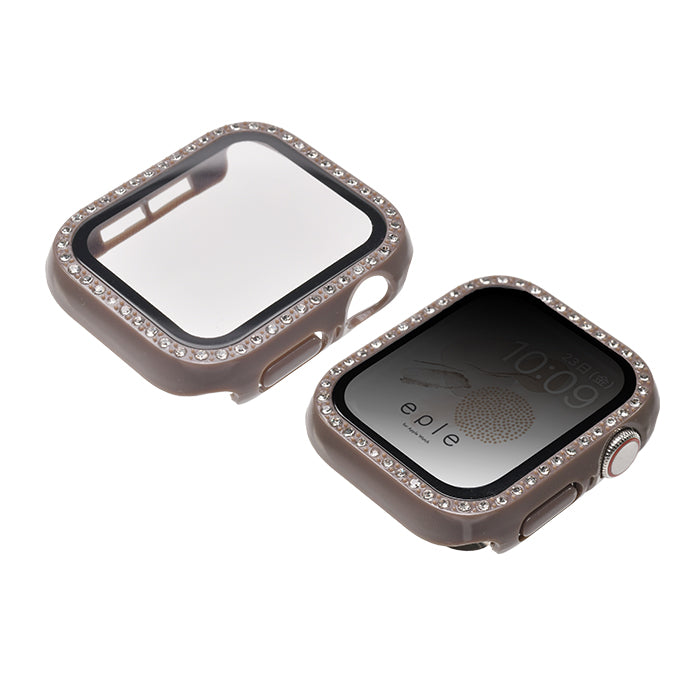 キラキラ ラインストーン アップル ウォッチ カバー series 11 10 9 8 SE2 7 6 se se3 5 4  対応 保護 かわいい ケース  くすみ 高級 カラー 40mm 41mm 42mm 45mm 46mm apple watch Apple Watch シリーズ おしゃれ おすすめ 全面 覗き見 ギャル 送料無料 女性 人気 レディース グリッターカバー りんご堂 新色 ブラウン