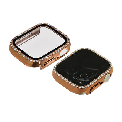 キラキラ ラインストーン アップル ウォッチ カバー series 11 10 9 8 SE2 7 6 se se3 5 4  対応 保護 かわいい ケース  くすみ 高級 カラー 40mm 41mm 42mm 45mm 46mm apple watch Apple Watch シリーズ おしゃれ おすすめ 全面 覗き見 ギャル 送料無料 女性 人気 レディース グリッターカバー りんご堂 ゴールド 金