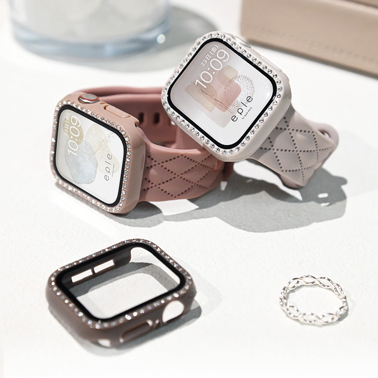 キラキラ ラインストーン アップル ウォッチ カバー series 11 10 9 8 SE2 7 6 se se3 5 4  対応 保護 かわいい ケース  くすみ 高級 カラー 40mm 41mm 42mm 45mm 46mm apple watch Apple Watch シリーズ おしゃれ おすすめ 全面 覗き見 ギャル 送料無料 女性 人気 レディース グリッターカバー りんご堂 新色