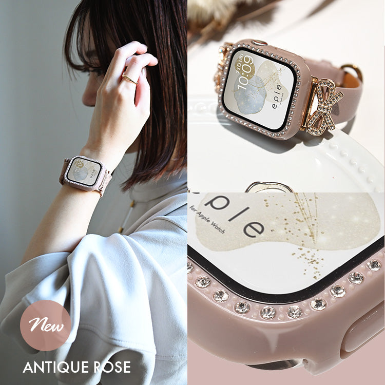 キラキラ ラインストーン アップル ウォッチ カバー series 11 10 9 8 SE2 7 6 se se3 5 4  対応 保護 かわいい ケース  くすみ 高級 カラー 40mm 41mm 42mm 45mm 46mm apple watch Apple Watch シリーズ おしゃれ おすすめ 全面 覗き見 ギャル 送料無料 女性 人気 レディース グリッターカバー りんご堂 新色 ピンク
