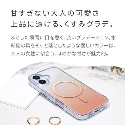 ほんのり色づく 大人のグラデーションiPhoneケース 透明 クリア かわいい おしゃれ MagSafe 黄ばまない  iPhone13/14/14pro/15/15pro/16/16plus/16pro/16promax/17/17air/17pro   ｜グラデーションケース