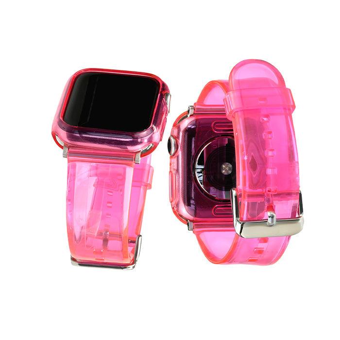 アップルウォッチ バンド クリア 透明 黄ばまない おしゃれ クリアバンド Apple Watch ベルト 春 夏 ライブ コンサート フェス レディース メンズ ユニセックス apple watch series 9 8 SE2 7 6 SE 5 4 対応 40mm 41mm 44mm 45mm りんご堂 アイスバンド  メンバーカラー メンカラ コーデ アクセサリー グッズ ピンク 
