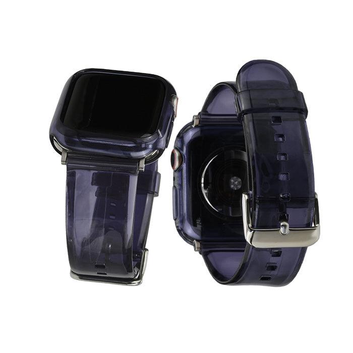 アップルウォッチ バンド クリア 透明 黄ばまない おしゃれ クリアバンド Apple Watch ベルト 春 夏 ライブ コンサート フェス レディース メンズ ユニセックス apple watch series 9 8 SE2 7 6 SE 5 4 対応 40mm 41mm 44mm 45mm りんご堂 アイスバンド  ネイビー