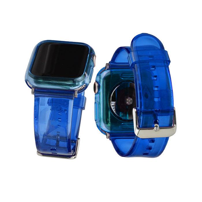 アップルウォッチ バンド クリア 透明 黄ばまない おしゃれ クリアバンド Apple Watch ベルト 春 夏 ライブ コンサート フェス レディース メンズ ユニセックス apple watch series 9 8 SE2 7 6 SE 5 4 対応 40mm 41mm 44mm 45mm りんご堂 アイスバンド  メンバーカラー メンカラ コーデ アクセサリー グッズ ブルー 青 