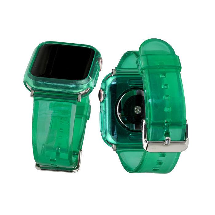 アップルウォッチ バンド クリア 透明 黄ばまない おしゃれ クリアバンド Apple Watch ベルト 春 夏 ライブ コンサート フェス レディース メンズ ユニセックス apple watch series 9 8 SE2 7 6 SE 5 4 対応 40mm 41mm 44mm 45mm りんご堂 アイスバンド  メンバーカラー メンカラ コーデ アクセサリー グッズ  緑 グリーン 