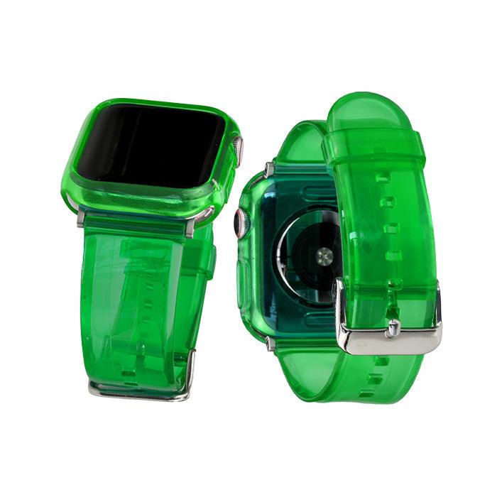 アップルウォッチ バンド クリア 透明 黄ばまない おしゃれ クリアバンド Apple Watch ベルト 春 夏 ライブ コンサート フェス レディース メンズ ユニセックス apple watch series 9 8 SE2 7 6 SE 5 4 対応 40mm 41mm 44mm 45mm りんご堂 アイスバンド  メンバーカラー メンカラ コーデ アクセサリー グッズ  グリーン 緑