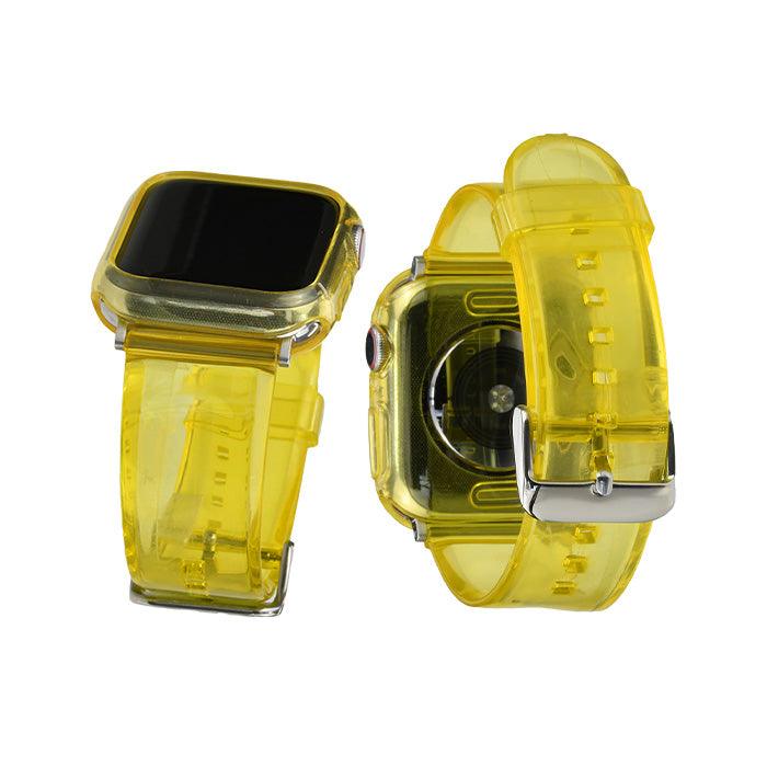 アップルウォッチ バンド クリア 透明 黄ばまない おしゃれ クリアバンド Apple Watch ベルト 春 夏 ライブ コンサート フェス レディース メンズ ユニセックス apple watch series 9 8 SE2 7 6 SE 5 4 対応 40mm 41mm 44mm 45mm りんご堂 アイスバンド  メンバーカラー メンカラ コーデ アクセサリー グッズ  黄色 イエロー ひまわりイエロー 高橋海人