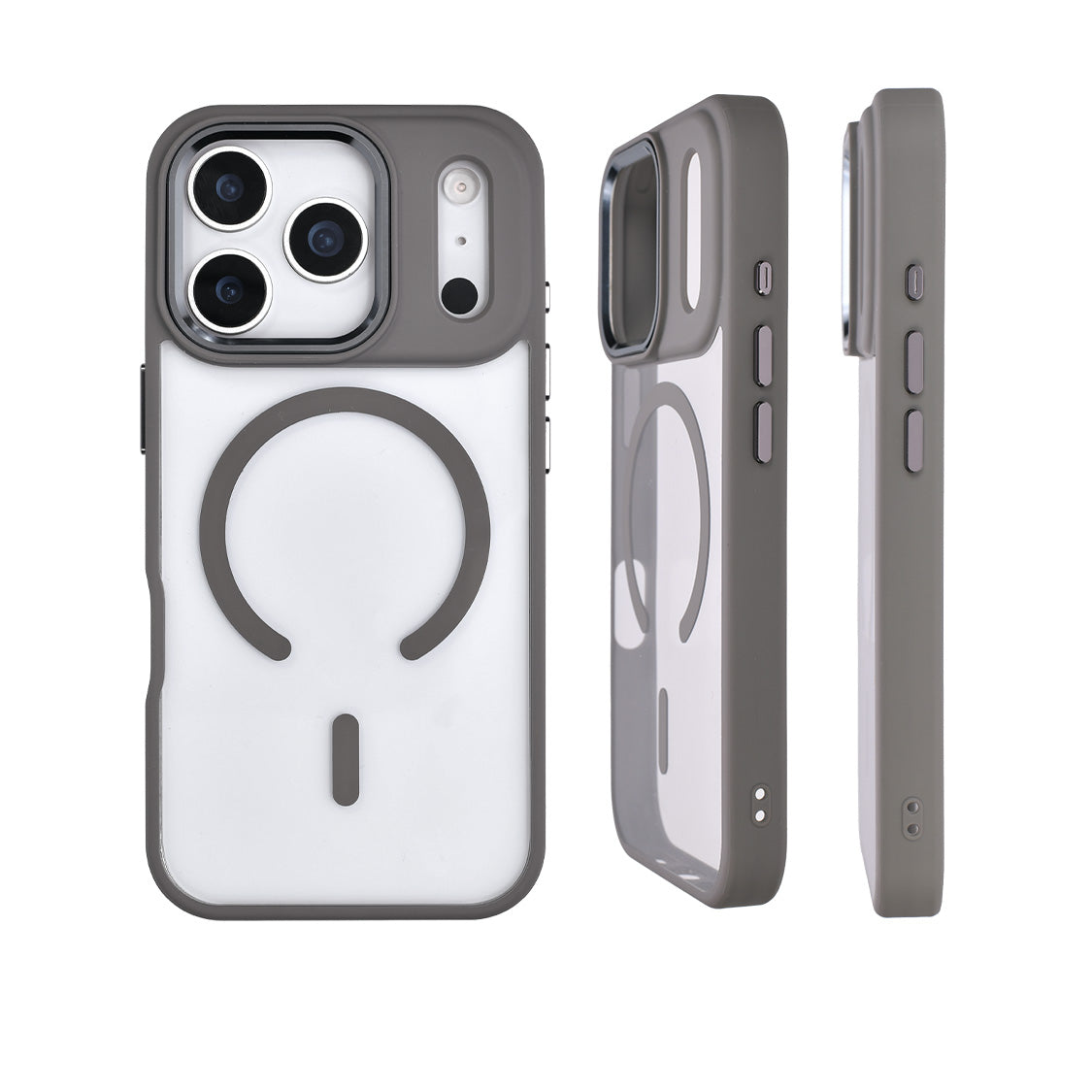 iPhoneケースクリアマグセーフ綺麗大人っぽグレー17promax