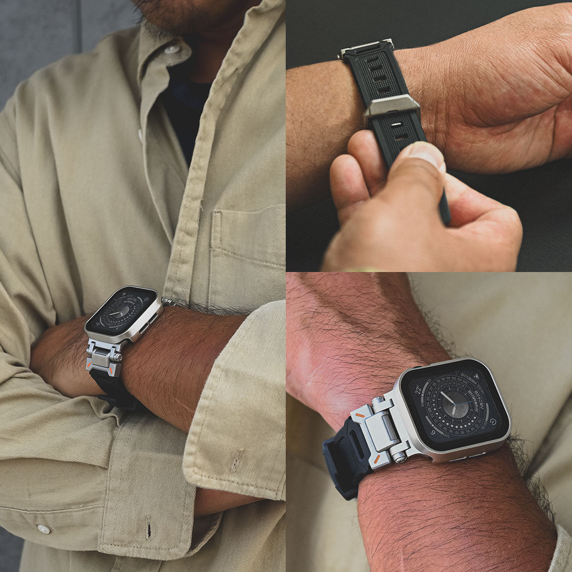アップルウォッチ バンド apple watch ベルト レザー TPU 高級 45mm 44mm  42mm 46mm 49mm 男性 オシャレ かっこいい 耐水性 伸縮性 耐衝撃性 シリーズ 10 9 8 7 se 6 5 4 3 2 1 カジュアル アウトドア ｜りんご堂｜カタナ 刀 ブラック シルバー