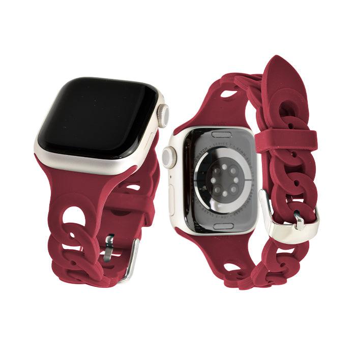 チェーン 型 シリコン AppleWatch （ アップルウォッチ ） バンド かわいい 通気性 ベルト38 40 41 42 44 45 mm 　|リアン 赤  レッド