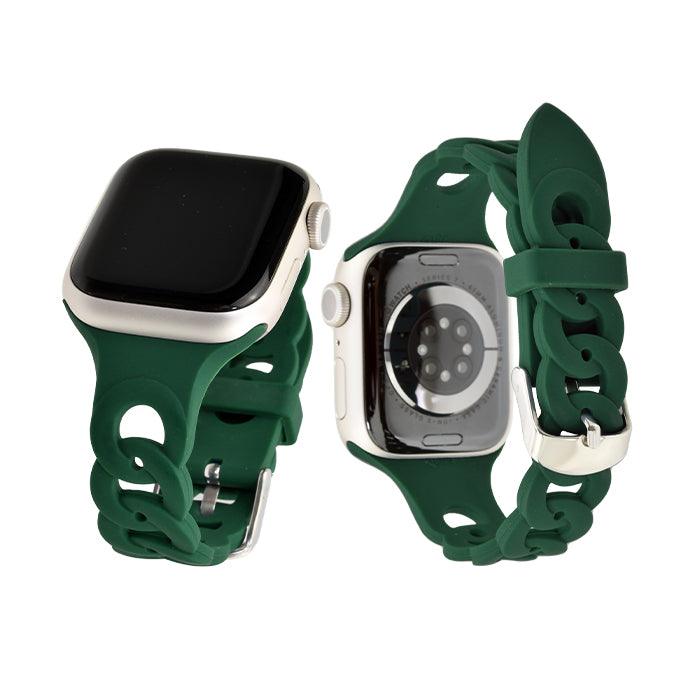 チェーン 型 シリコン AppleWatch （ アップルウォッチ ） バンド かわいい 通気性 ベルト38 40 41 42 44 45 mm 　|リアン グリーン