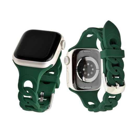 チェーン 型 シリコン AppleWatch （ アップルウォッチ ） バンド かわいい 通気性 ベルト38 40 41 42 44 45 mm 　|リアン グリーン