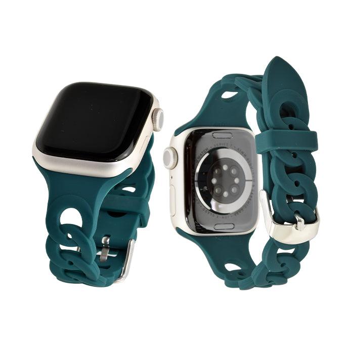 チェーン 型 シリコン AppleWatch （ アップルウォッチ ） バンド かわいい 通気性 ベルト38 40 41 42 44 45 mm 　|リアン グリーン 緑