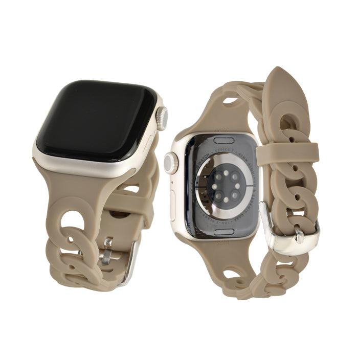 チェーン 型 シリコン AppleWatch （ アップルウォッチ ） バンド かわいい 通気性 ベルト38 40 41 42 44 45 mm 　|リアン ブラウン ベージュ