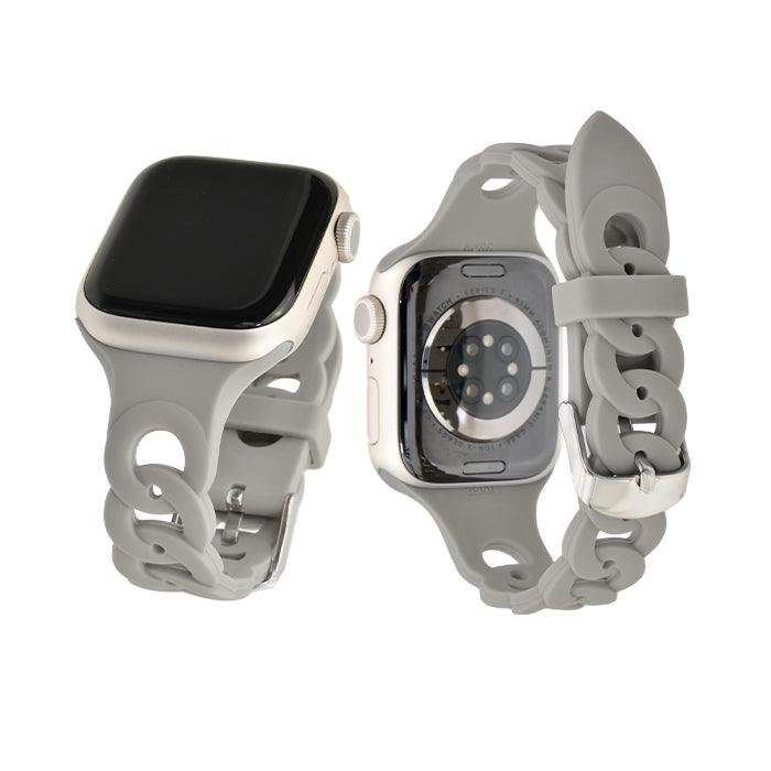 チェーン 型 シリコン AppleWatch （ アップルウォッチ ） バンド かわいい 通気性 ベルト38 40 41 42 44 45 mm 　|リアン グレー