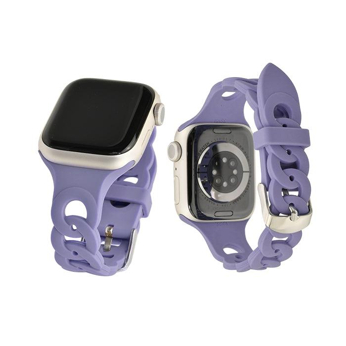 チェーン 型 シリコン AppleWatch （ アップルウォッチ ） バンド かわいい 通気性 ベルト38 40 41 42 44 45 mm 　|リアン 紫 パープル