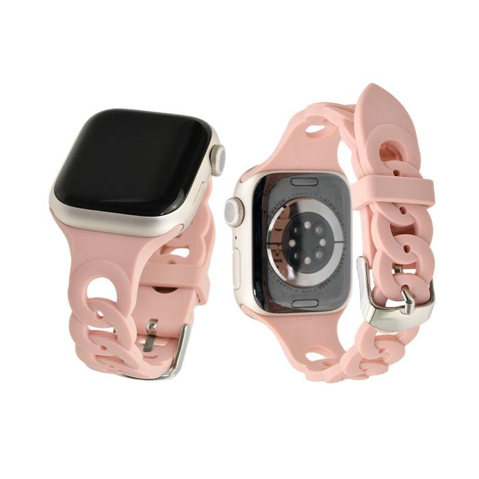 チェーン 型 シリコン AppleWatch （ アップルウォッチ ） バンド かわいい 通気性 ベルト38 40 41 42 44 45 mm 　|リアン ピンク