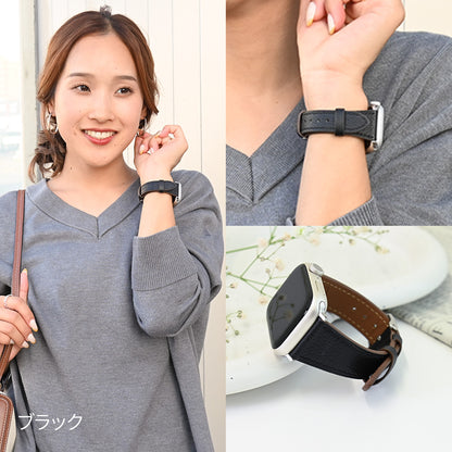 【ルーチェ】 アップルウォッチ バンド レディース 女性 おしゃれ 本革 くすみカラー ビジネス 仕事 49mm 46mm 45mm 44mm 42mm 41mm 40mm 38mm Apple Watch series 11 10 9 8 7 6 5 4 3 SE SE2 SE3 第2世代 ベルト ブランド 革 レザー   全機種対応 高級 メンズ かわいい くすみ 49mm Ultra りんご堂 ブラック 黒