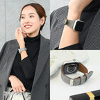 【ルーチェ】 アップルウォッチ バンド レディース 女性 おしゃれ 本革 くすみカラー ビジネス 仕事 49mm 46mm 45mm 44mm 42mm 41mm 40mm 38mm Apple Watch series 11 10 9 8 7 6 5 4 3 SE SE2 SE3 第2世代 ベルト ブランド 革 レザー   全機種対応 高級 メンズ かわいい くすみ 49mm Ultra りんご堂 アッシュ グレー