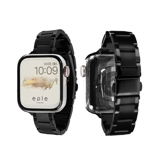 Apple Watch アップルウォッチ バンド メンズ レディース ステンレス 細身 細い スリム  大人女子  女性 レディース おしゃれ 仕事 ビジネス フォーマル 華奢見え りんご堂 Luna ルナ ブラック 黒