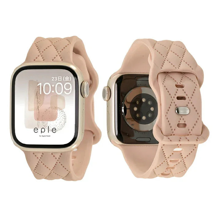 【もこかわ】AppleWatch バンド レディース シリコン キルティングデザイン 金属アレルギー｜マトラッセ