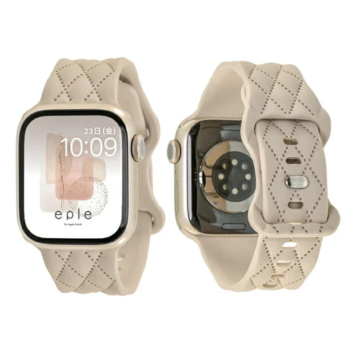 【もこかわ】AppleWatch バンド レディース シリコン キルティングデザイン 金属アレルギー｜マトラッセ